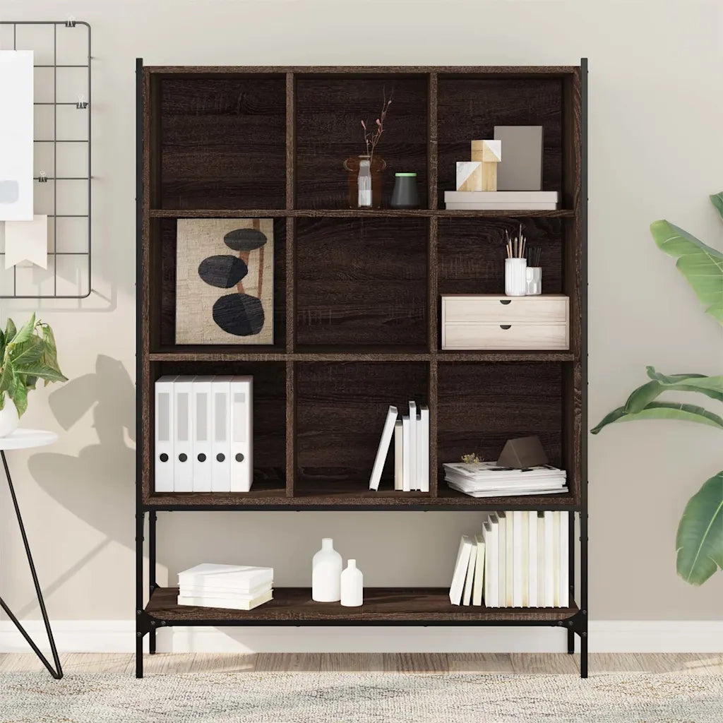 Libreria-Scaffale per Libri-Mobile di Stoccaggio Rovere Marrone 102x30x141,5 cm in Legno Multistrato