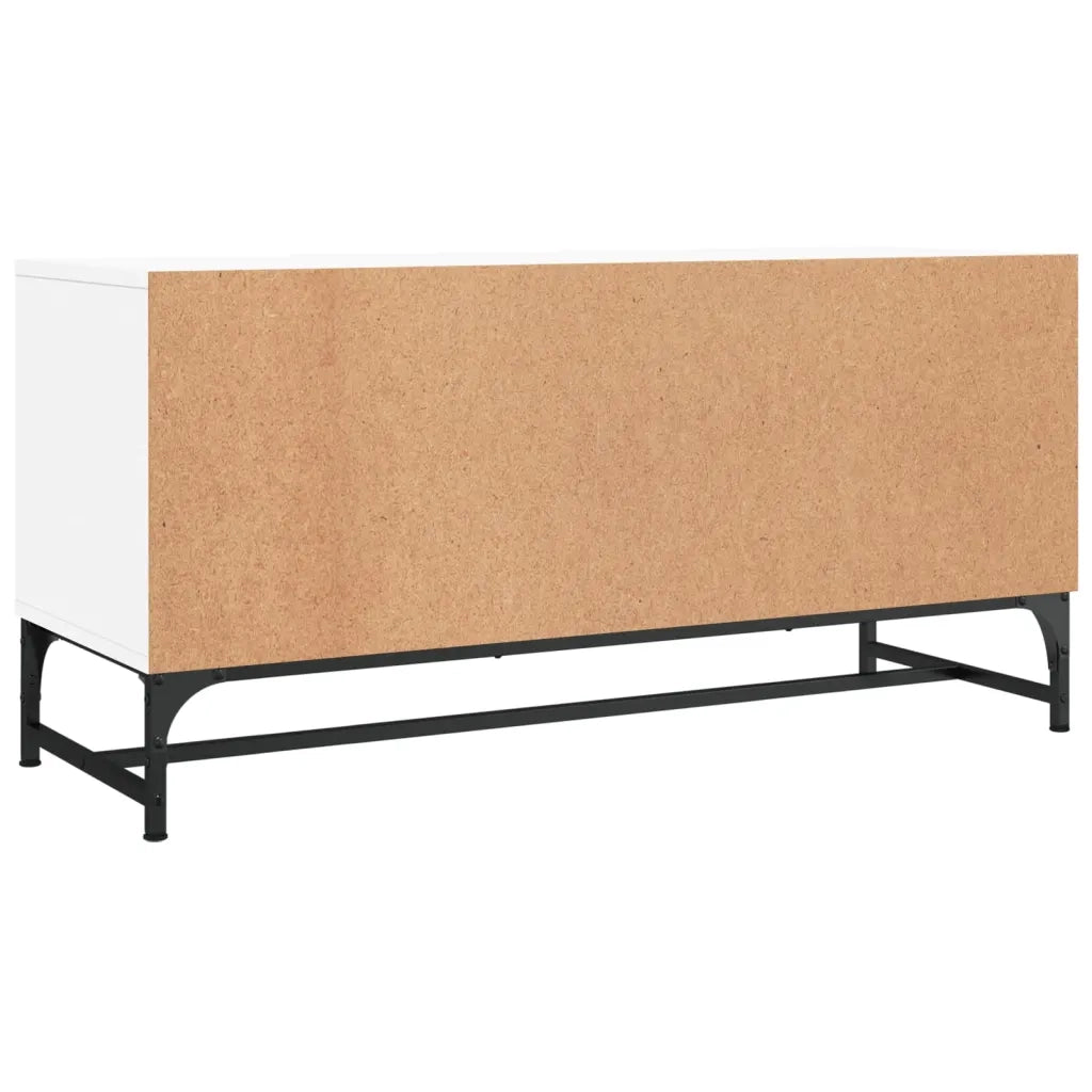 Mobile Porta TV con Ante-Mobile per TV-Credenza TV in Vetro Bianco 102x37x50 cm