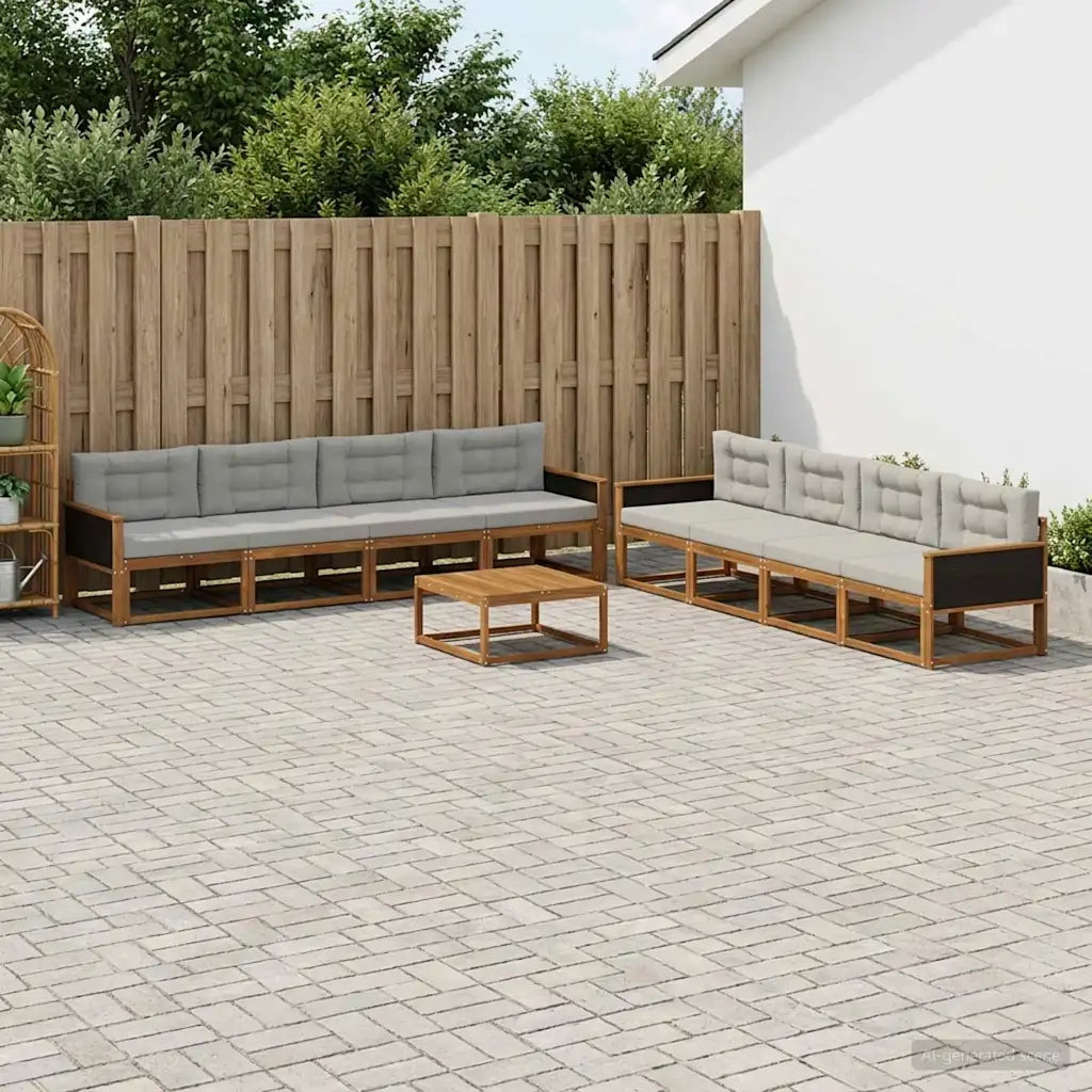 Set di divani da esterno 9 pcs Naturale e Grigio chiaro 3382434