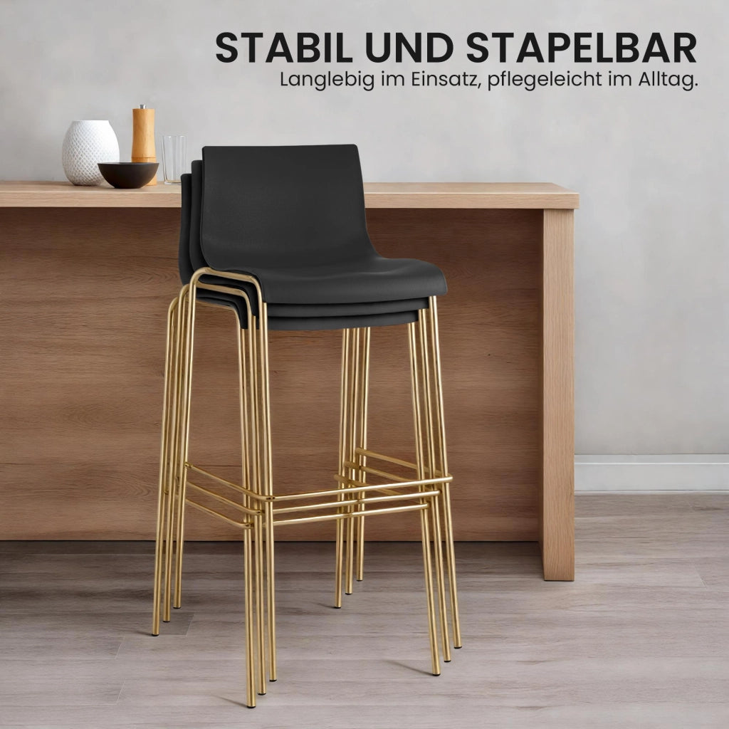 Set di 2 sgabelli da bar Hoover in plastica da 4 piedi color oro 2