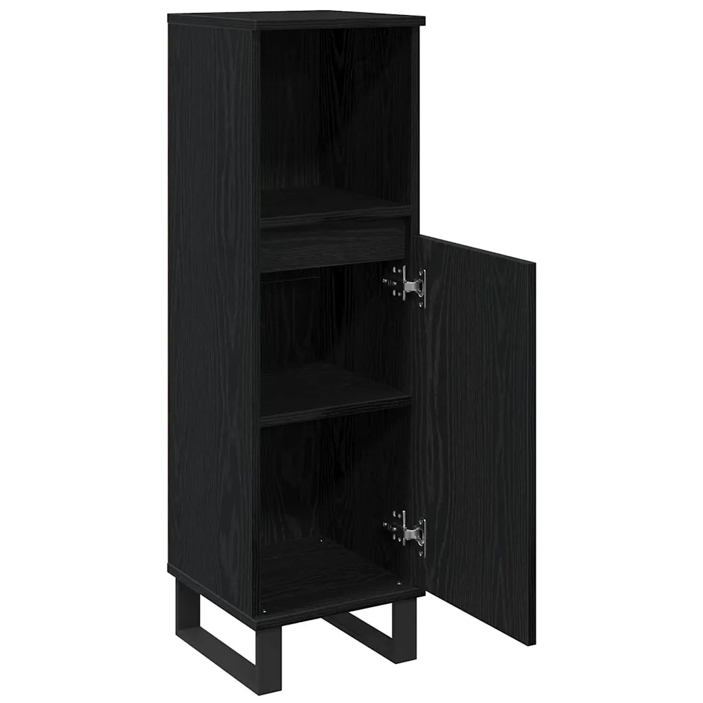 Mobile da Bagno Rovere Nero 30 x 30 x 100 cm Legno multistrato 862886