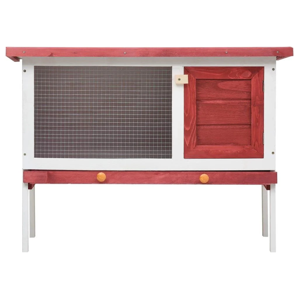 Conigliera da esterno 1 piano 90 x 45 x 65 cm legno rosso 02_0000585
