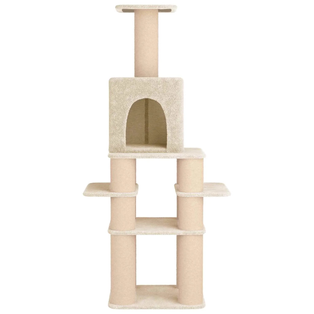 Albero per gatti con pali per graffiare in sisal Crema 180 cm 42033042