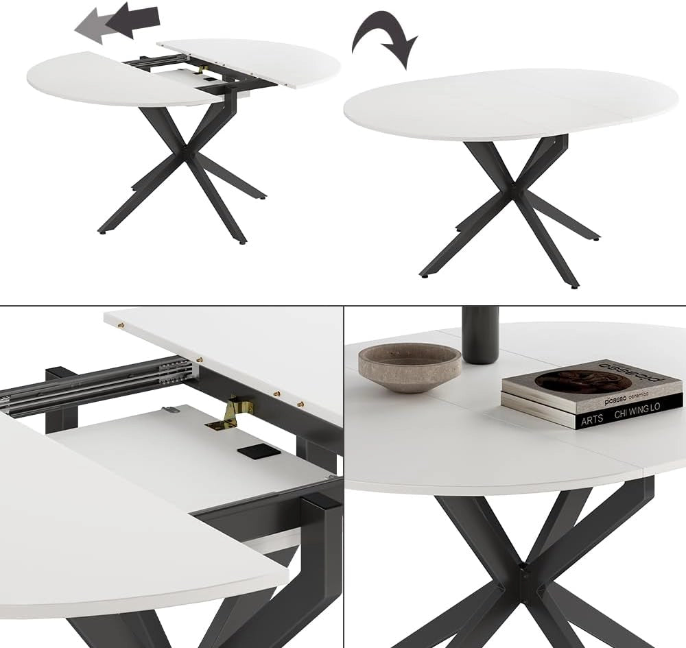 tavolo da pranzo allungabile Loyd, Bianco/nero, 120 x 76.5 cm Estensibile