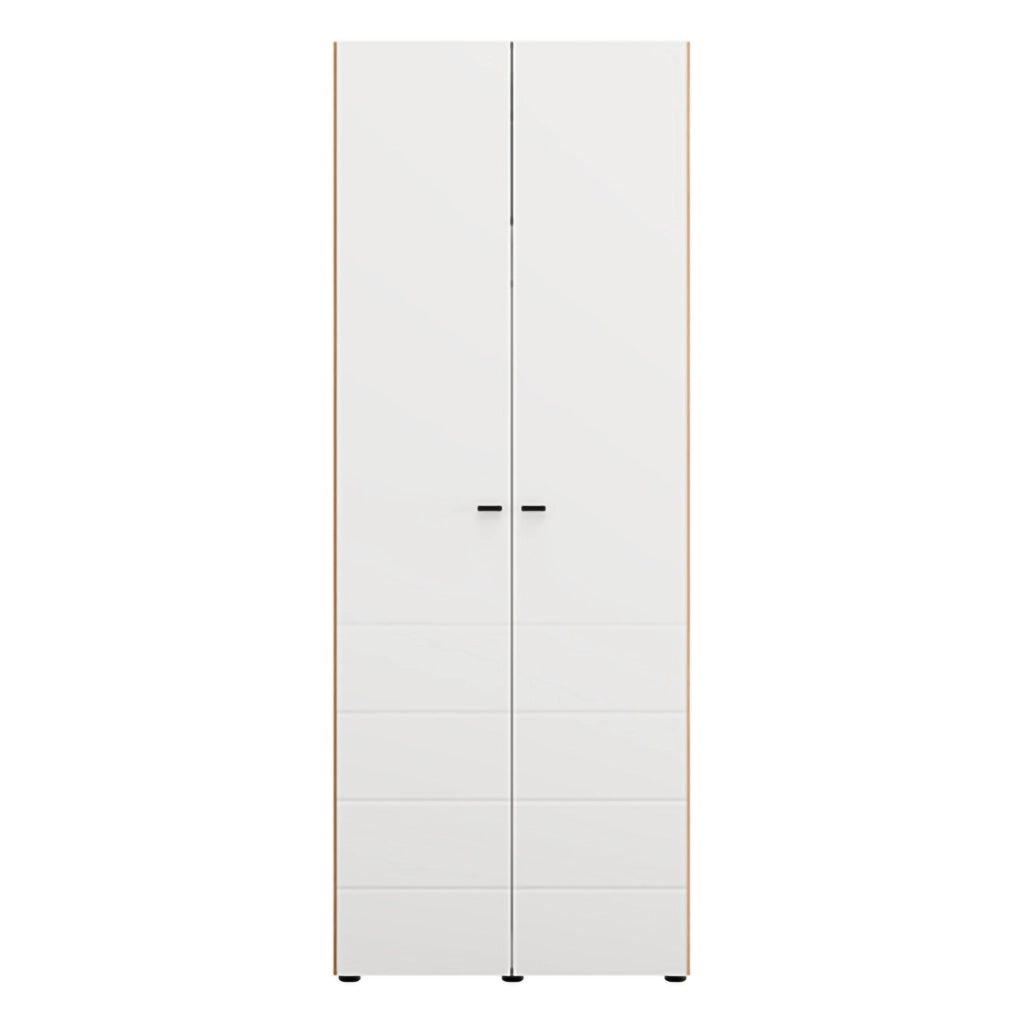 Armadio Camera da Letto Pomar, Guardaroba 2 Ante Appendiabiti, 79x208h cm Bianco Opaco