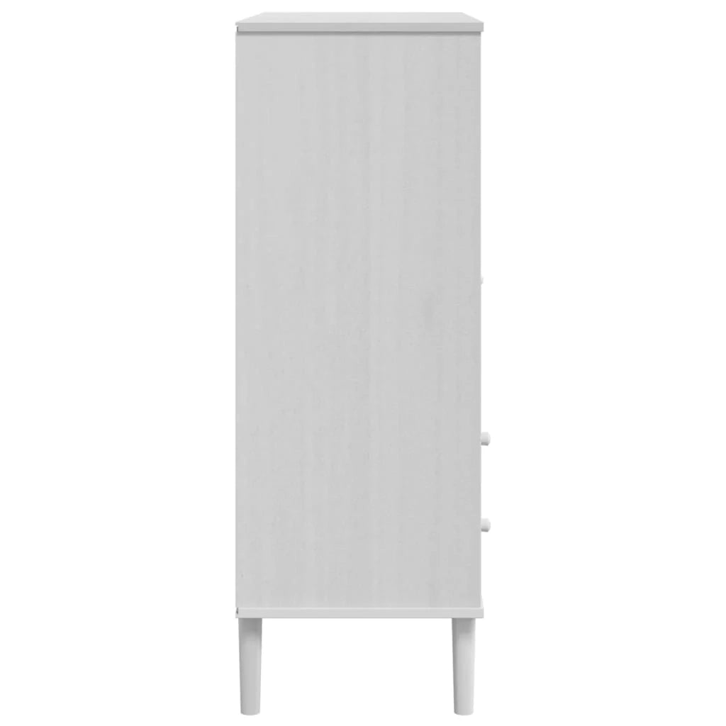 Buffet credenza cassettiera armadio mobile contenitore organizer per cucina soggiorno salotto effetto rattan 90 x 40 x 112 cm legno massello di pino bianco 02_0036227