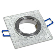 Trade Shop - Portafaretto Incasso Per Faretto Quadrato P16 Vetro Glitterato Bianco Argento Oro - Argento