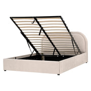 Letto matrimoniale EU Beige Chiaro Tessuto di ciniglia 140 x 200 cm Struttura imbottita con contenitore