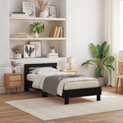 Struttura Letto  con Luci LED Nero Rovere 75x190 cm Legno Tecnico