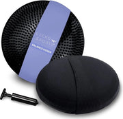 Balanzatore con copertura in nero, 33 cm, con pompa, cuscino a bol, balanzatore - cuscino con copertura facile da pulire, lavabile, elastica per una maggiore comodità di seduta