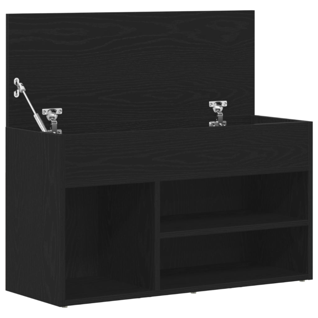 Panca da ingresso  nera in rovere 60x30x45 cm in legno