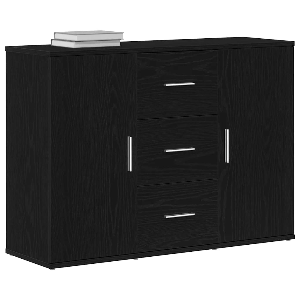 Credenza Rovere Nero 91x29,5x65 cm in Legno Multistrato 862477