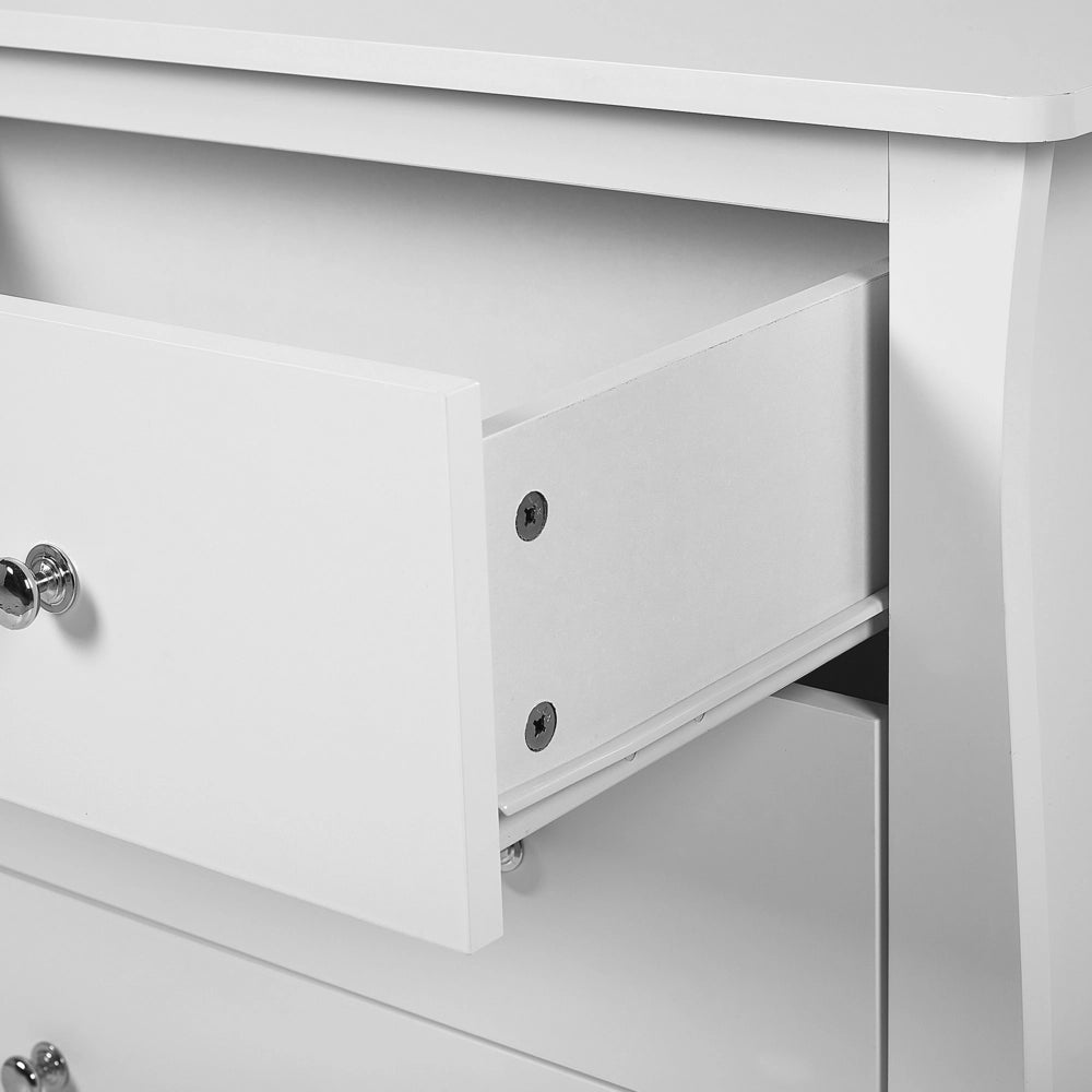 Cassettiera credenza bianca con 6 cassetti 75 x 130 cm soggiorno camera da letto ingresso armadio moderno stile francese
