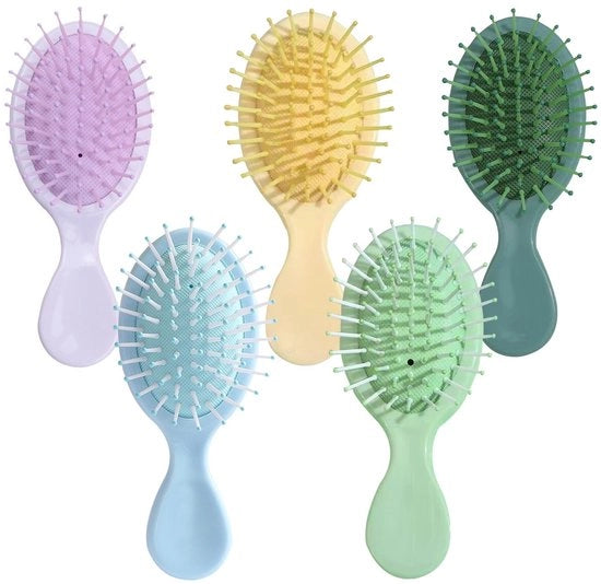 Set di piccole spazzole per capelli, 5 pezzi di spazzola per capelli mini per viaggio, set di spazzole per capelli colorate per viaggio, spazzola per capelli mini senza strappare, per bambini e donne