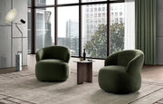 Poltrona Julep Girevole in tessuto bouclé color Verde Scuro e struttura in metallo nero - Stones
