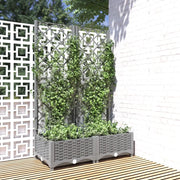 Fioriera da Giardino e Graticcio-Vaso da Esterno-Vaso con Griglia Grigio Chiaro 80x40x121,5cm PP