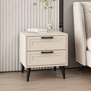 Comodino Prime con 2 cassetti colore cashmere con maniglie e piedini neri