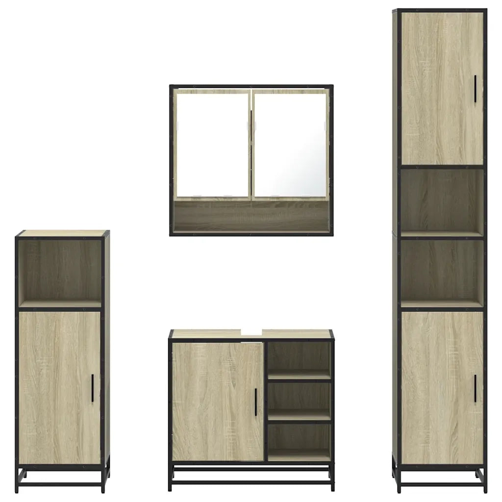 Set Mobili da Bagno 4 pz Rovere Sonoma in Legno Multistrato 3301236