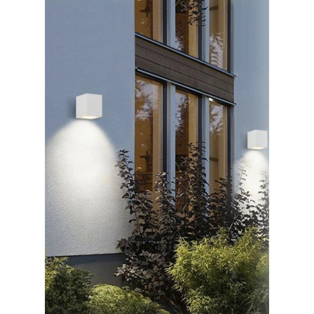 Trade Shop - Applique A Parete Quadrato Lampada Muro Moderna Esterno Attacco Gu10 Ip65 Es54 - Bianco