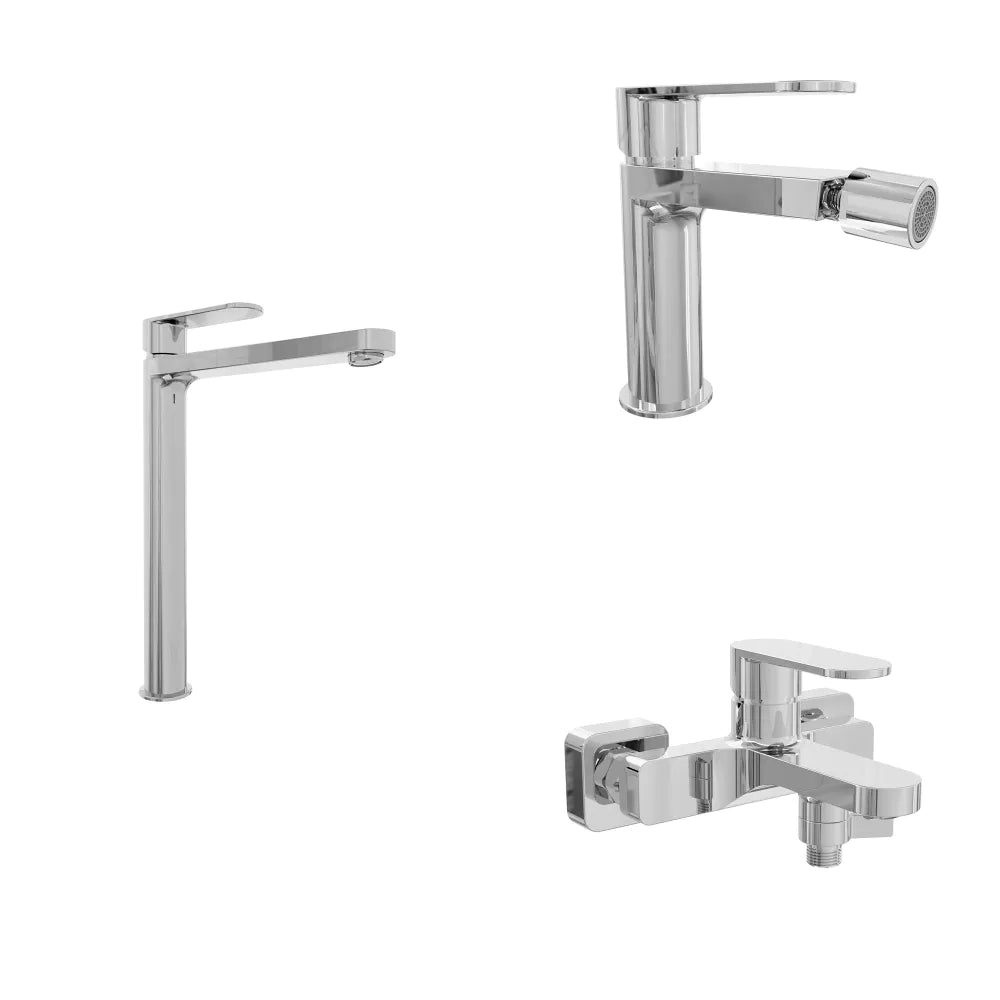 Set miscelatori lavabo alto bidet miscelatore esterno vasca cromato | Margot