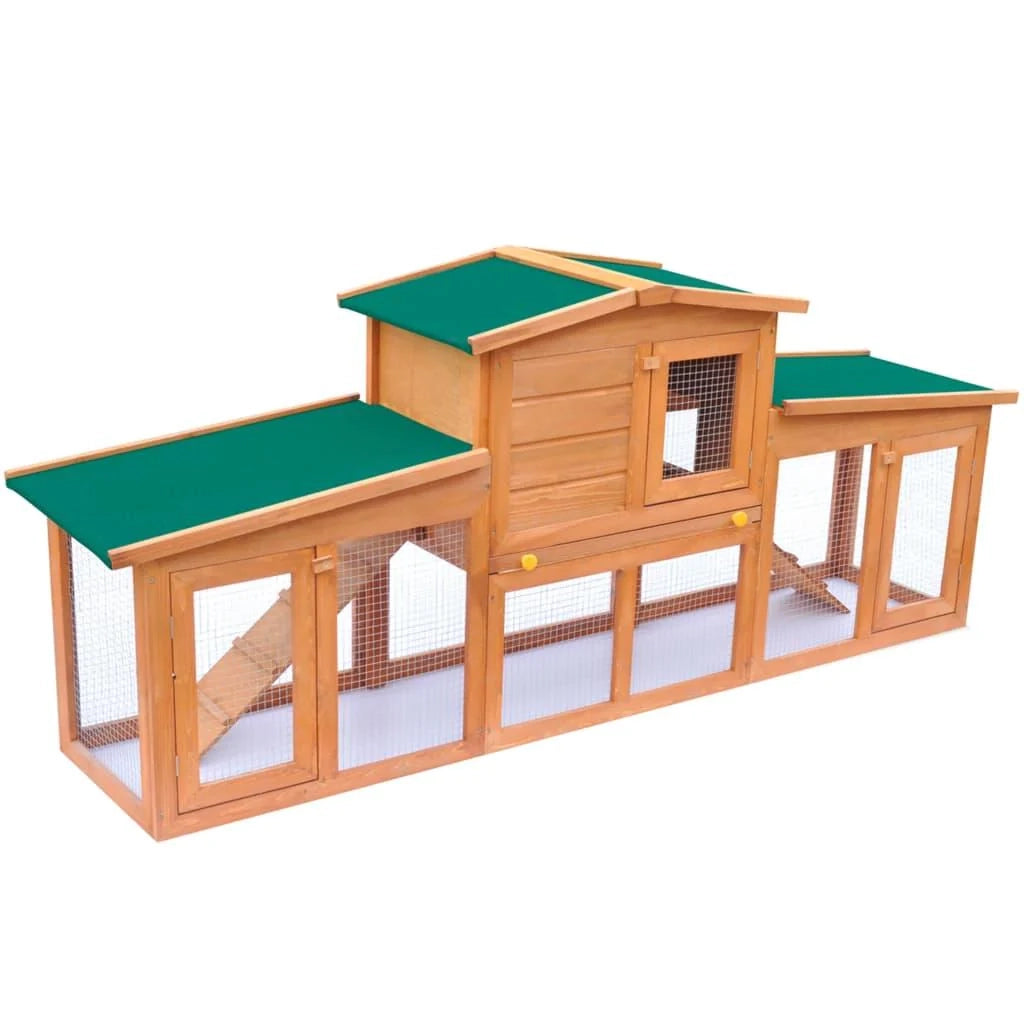 Grande conigliera 190 x 46 x 85 cm per piccoli animali con tetto in legno 02_0000623