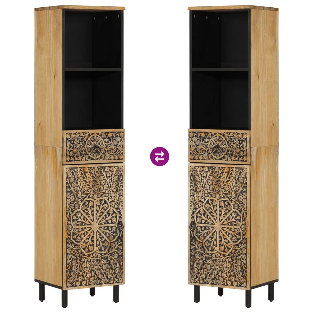 Mobile da Bagno 38x33x160 cm in Legno Massello di Mango 358234