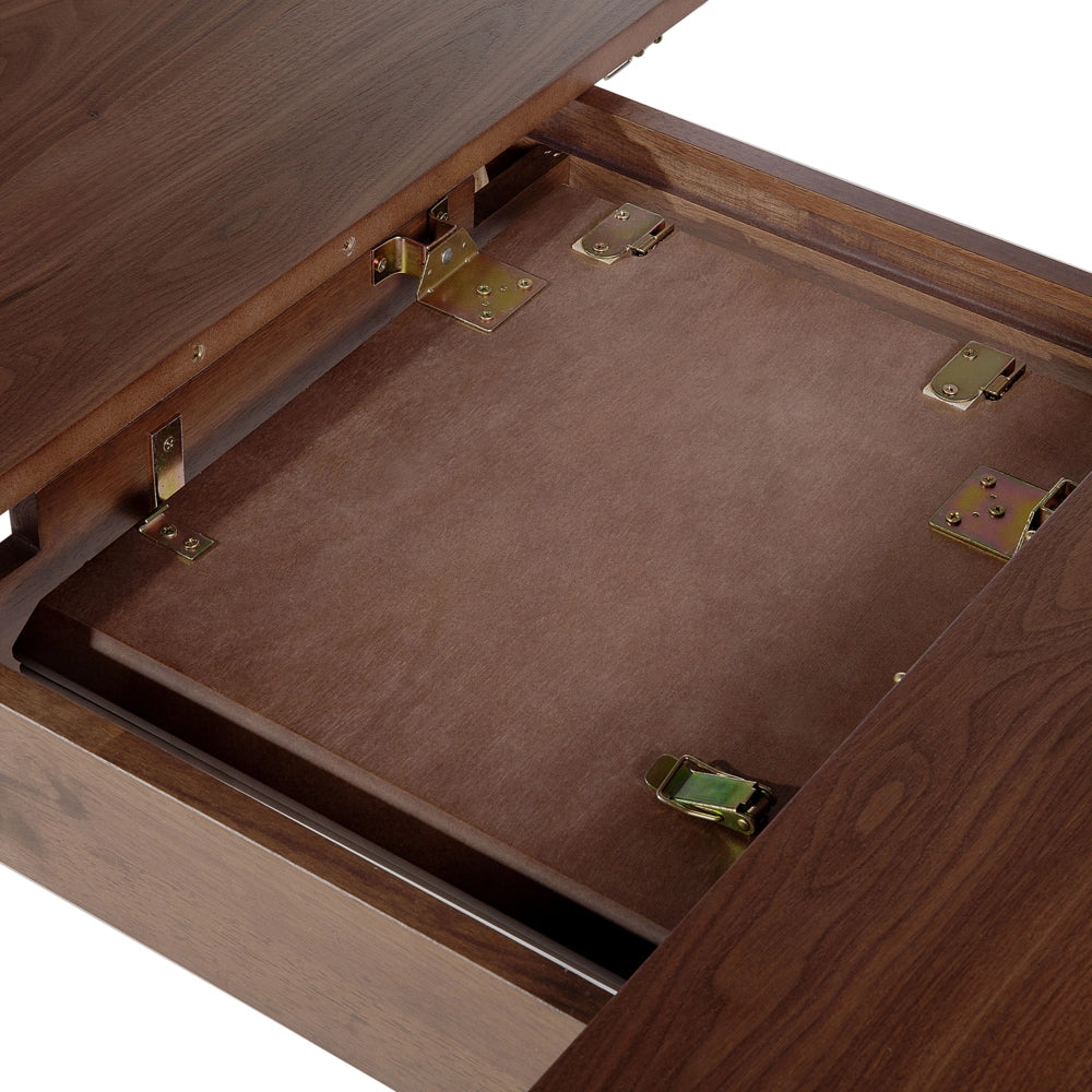 Tavolo da pranzo in noce scuro 120/150 x 75 cm, allungabile con gambe in legno, minimalista scandinavo