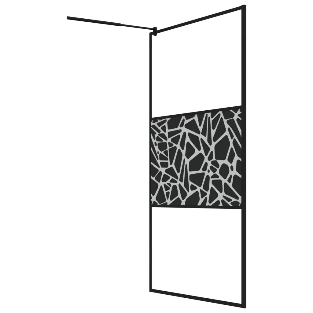 Parete Doccia Walk in 115x195 cm Vetro ESG e Design Pietre Nero 151883