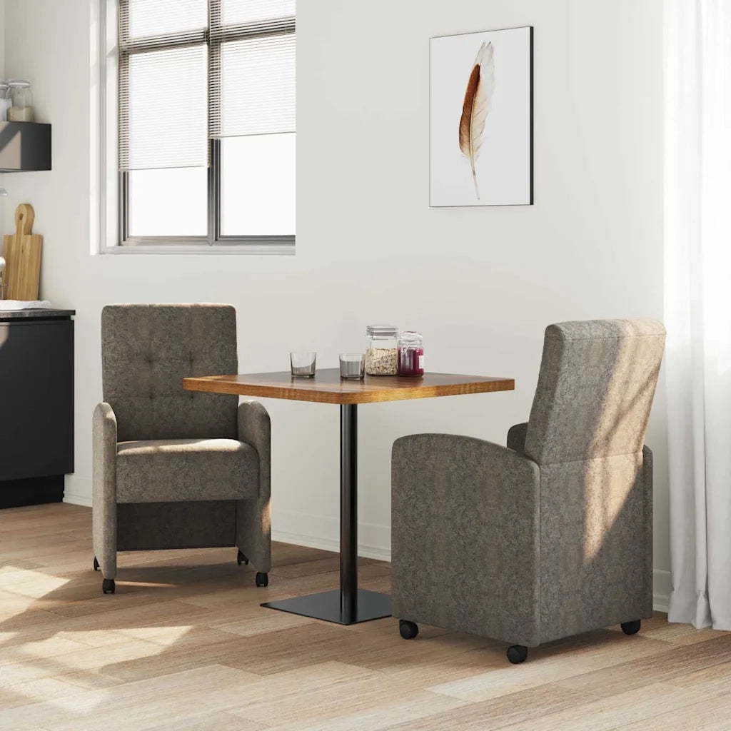 Sedie da Pranzo con Ruote 2 pcs Grigio scuro 58 x 67 x 97 cm