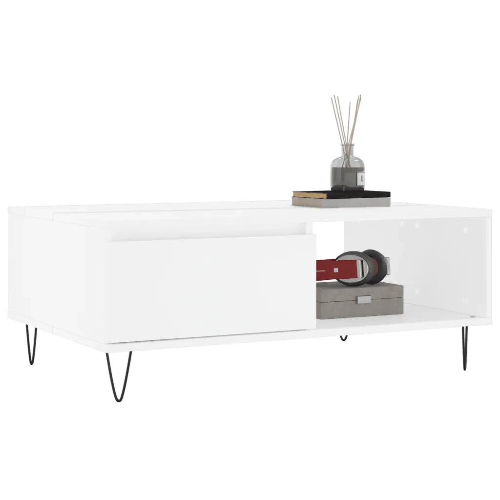 Tavolino da salotto | Tavolino da caff¨¨ | Tavolino da Soggiorno Bianco 90x60x35 cm in Legno Multistrato