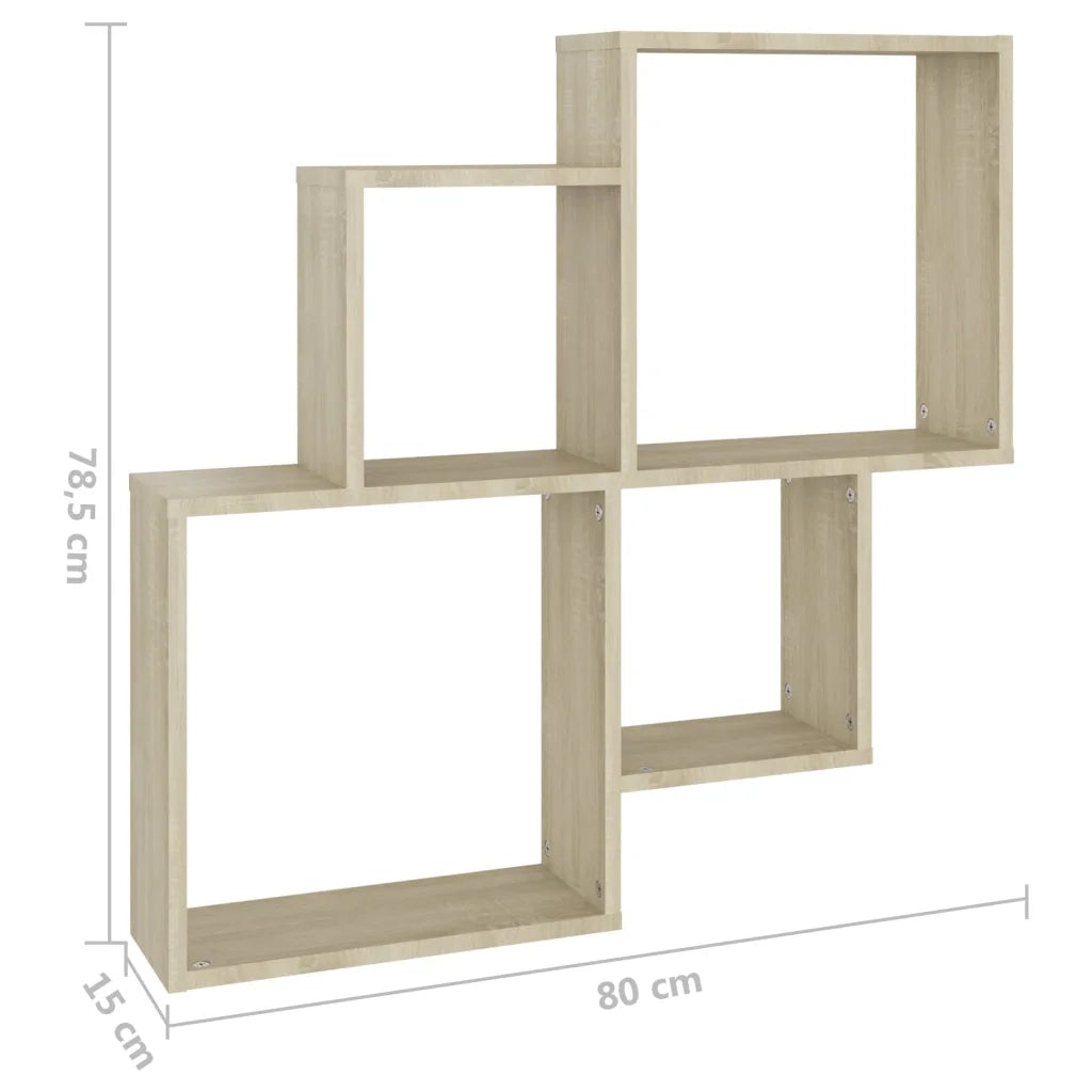 Mensola Muro Cubo Rovere Sonoma 80x15x78,5cm Legno Multistrato 807262