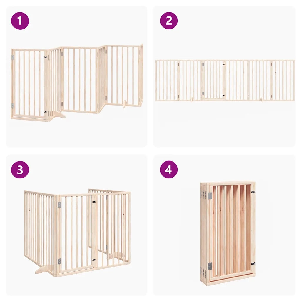 vidaXL Cancello per Cani Pieghevole 6 Pannelli 300 cm Legno di Pioppo