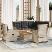 vidaXL Set Divani da Giardino 5pz con Cuscini Polyrattan Grigio Chiaro
