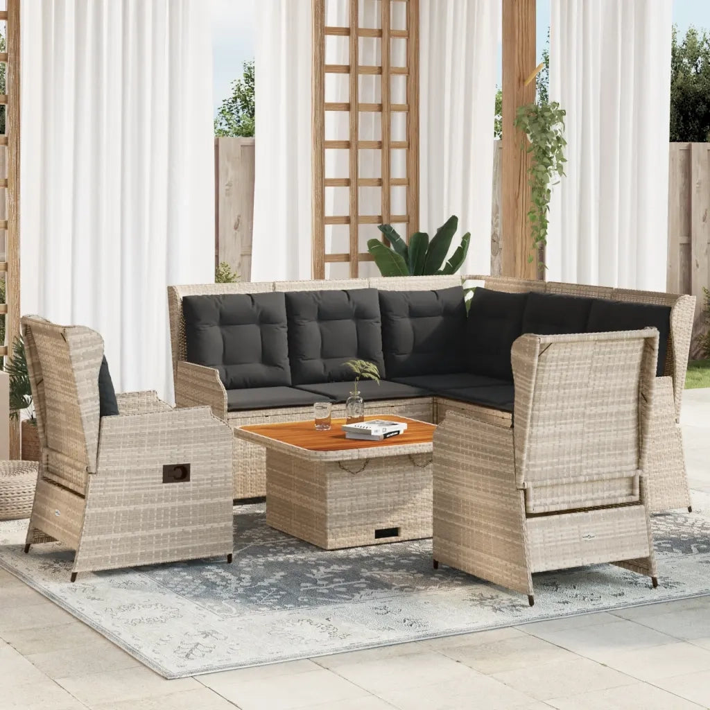 vidaXL Set Divani da Giardino 5pz con Cuscini Polyrattan Grigio Chiaro