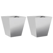 2 pz Fioriere | Cassetta per fiori | Vaso da Giardino 30x30x30 Grigie in Acciaio Zincato