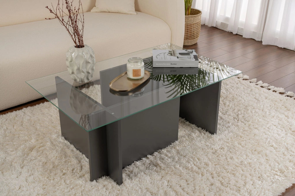 Tavolino in vetro "Vetrino" 105 x 65 x 40 cm - Antracite