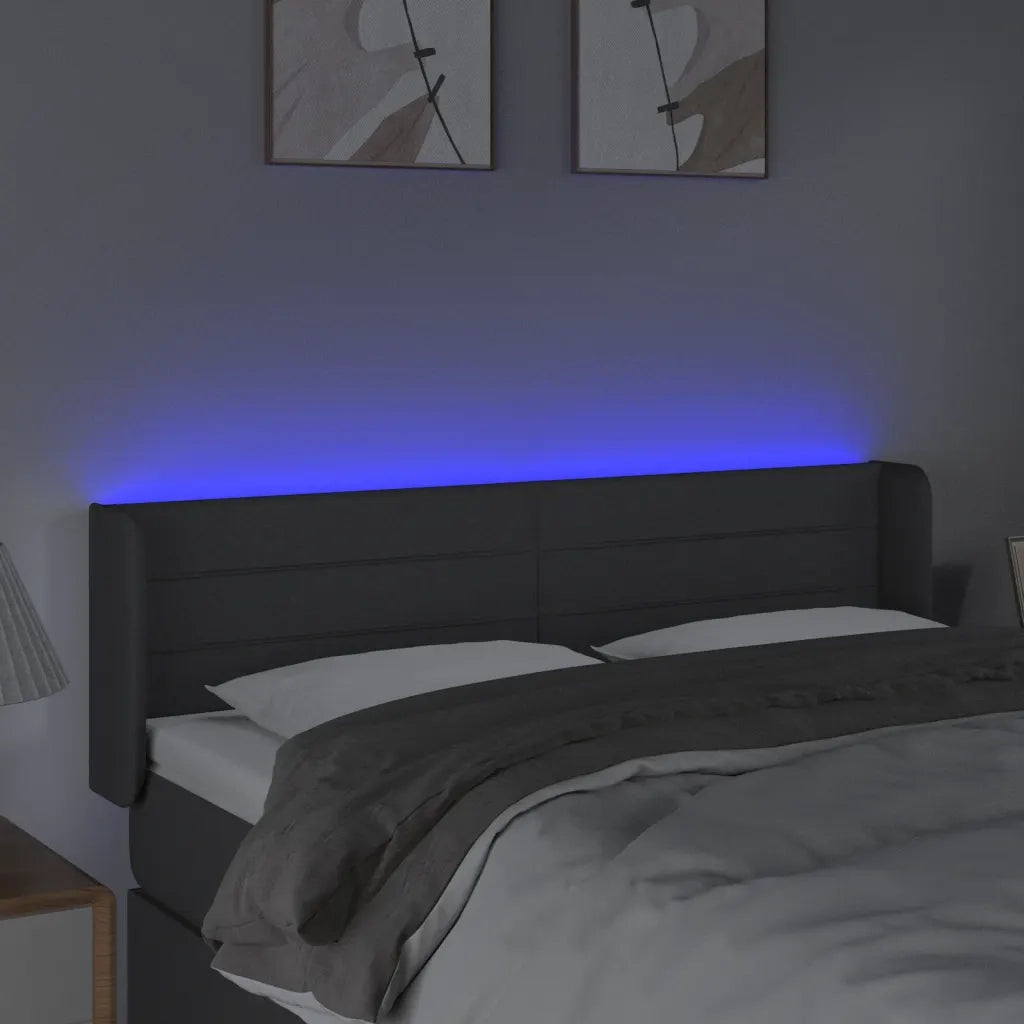 Testiera a LED Grigio Scuro 147x16x78/88 cm in Tessuto 3123375