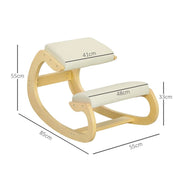 SEDIA ERGONOMICA CPN INGINOCCHIATOIO + MOVIMENTO A DONDOLO, IN TESSUTO EFFETTO LINO E LEGNO DI BETULLA, 55X85X55 CM, CREMA