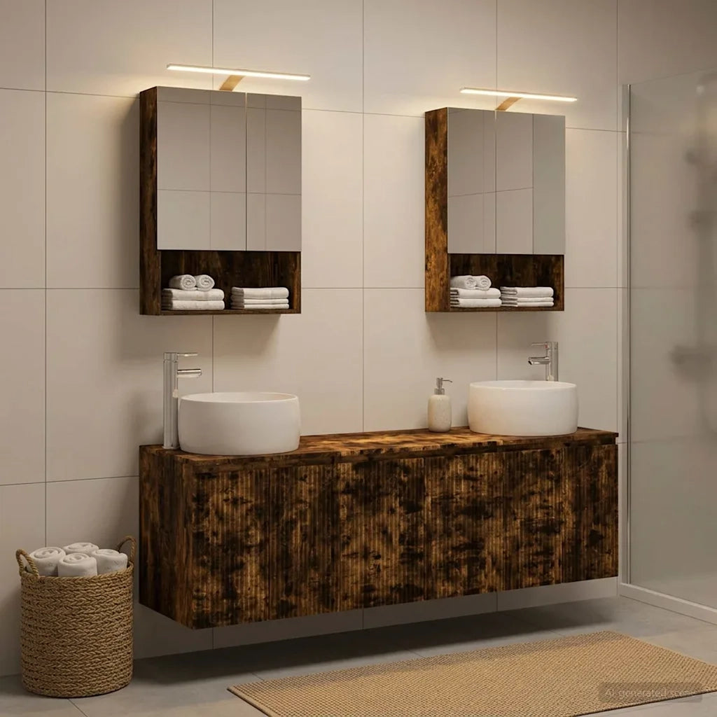 Set di Armadi da Bagno 5 pcs Rovere Fumo Legno ingegnerizzato 3406523