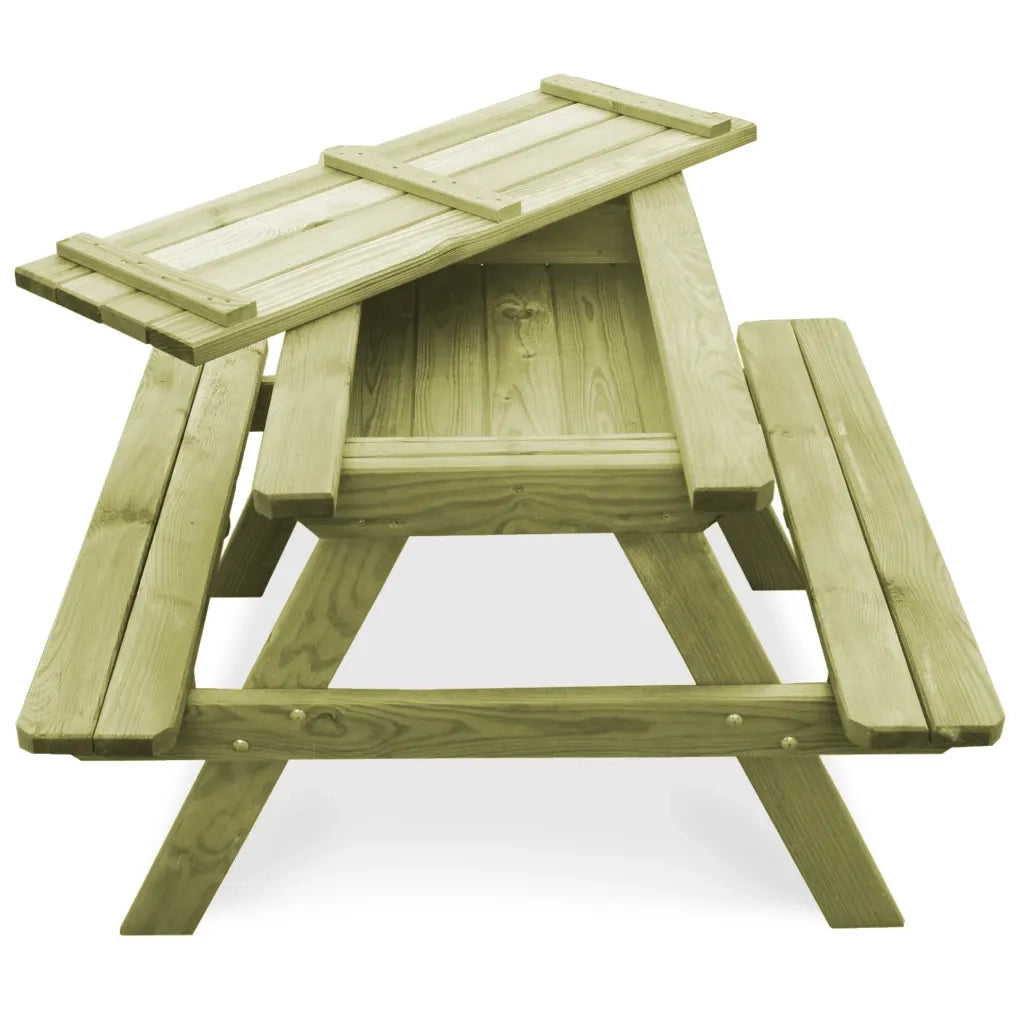 Tavolo da Picnic per Bambini con Panche 90x90x58 cm in Pino 45148