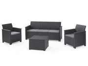 SALOTTINO 4 PEZZI EMMA LOUNGE FLAT WICKER GRAPHITE 5 POSTI -  KETER