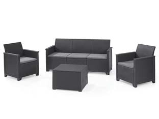 SALOTTINO 4 PEZZI EMMA LOUNGE FLAT WICKER GRAPHITE 5 POSTI -  KETER