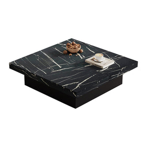 Tavolino-Xylo-90x90x25cm nero marmo 4 cassetti