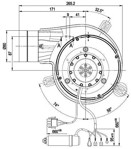 Estrattore Fumi EBM G2E150-DN91-12 per Stufa Pellet Ermetico con Encoder