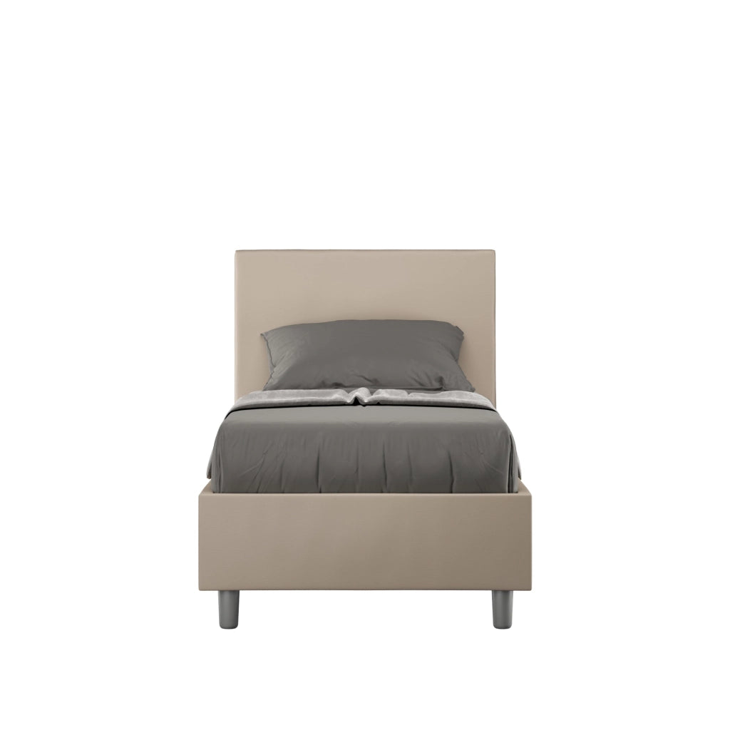 Letto singolo senza rete imbottito 80x190 similpelle cappuccino Adele