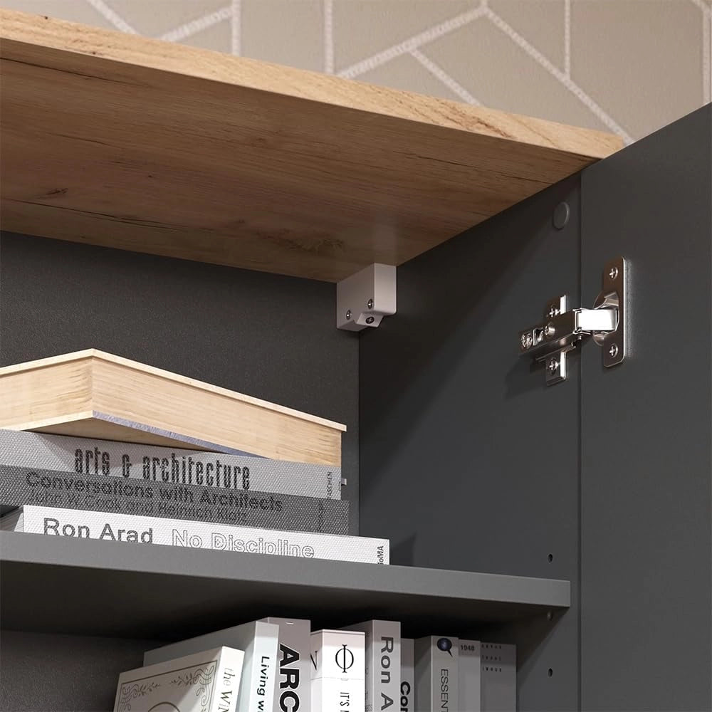 Credenza Wido, Antracite, con porta, adatto al montaggio a parete per bagno o cucina