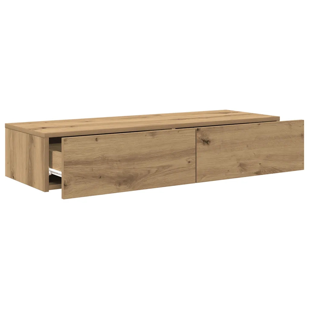 Scaffale a Parete con Cassetti Rovere 100x36x19cm in Truciolato