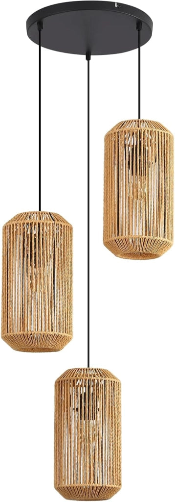 Lampada a sospensione ZMH vintage nera a 3 luci per tavolo da pranzo E27 soggiorno (lampadina non inclusa)