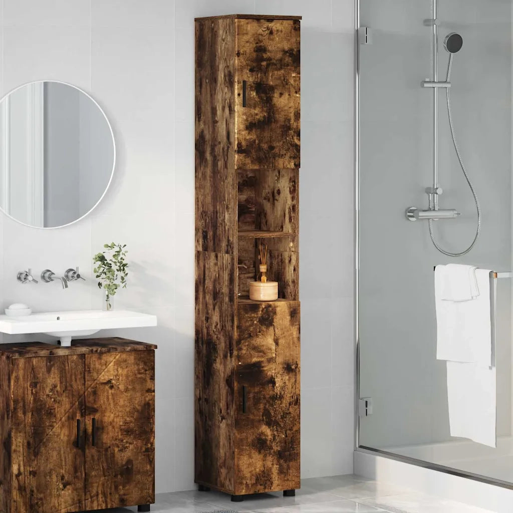 Mobile da Bagno con archiviazione Rovere fumé 30 x 35 x 192 cm