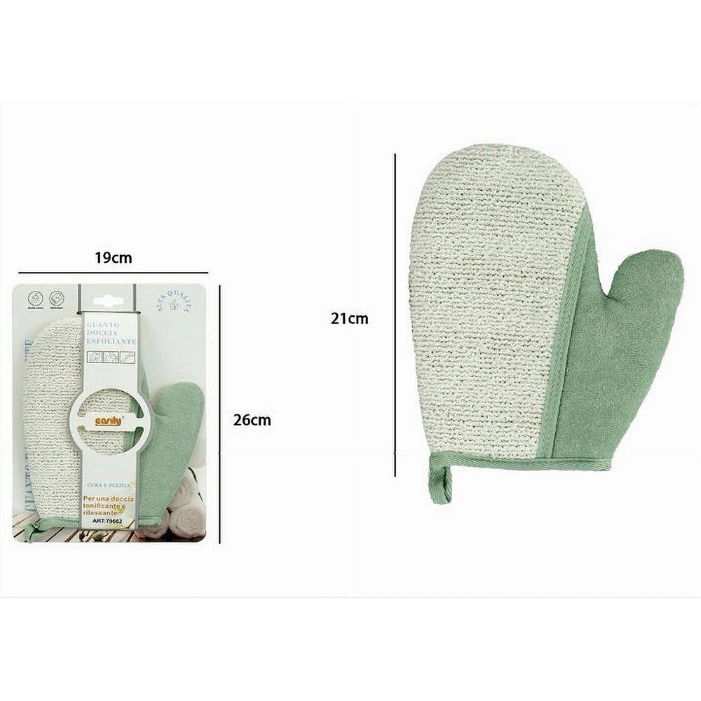 Trade Shop - Guanto Doccia Bagno Esfoliante Per La Cura Pulizia Pelle Corpo 21cm Verde 79662 -
